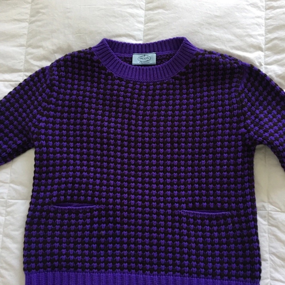 Prada Purple Houndstooth Women's Sweater